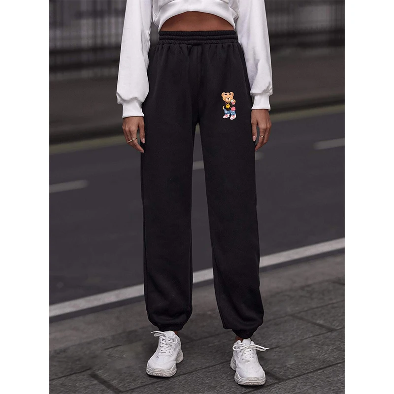 

Autumn Women's Trousers Casual Loose Cartoon Bear Print Elastic Waist Ladies Trousers Fashion Versatile Female Pants