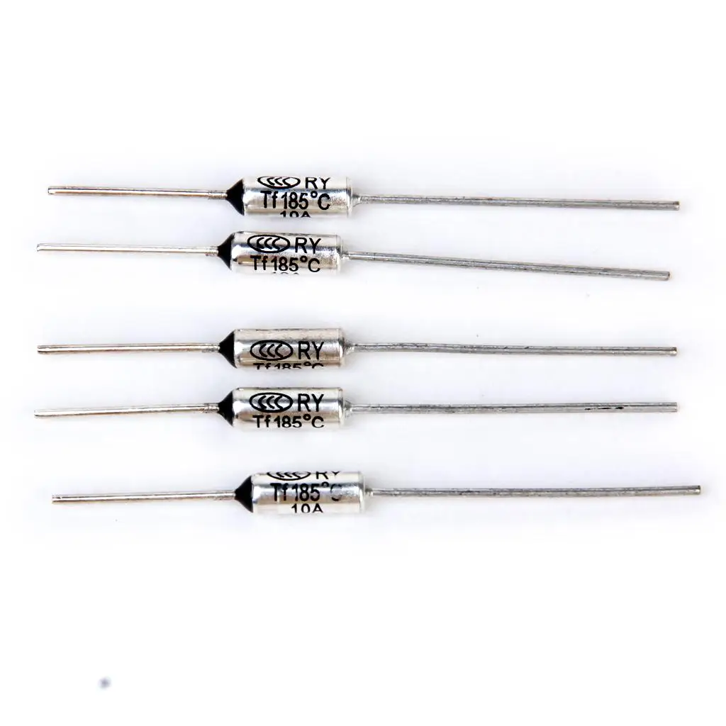 5Pcs 250V 10A 185℃ Metal Temperature Thermal Fuses for Rice Cooker