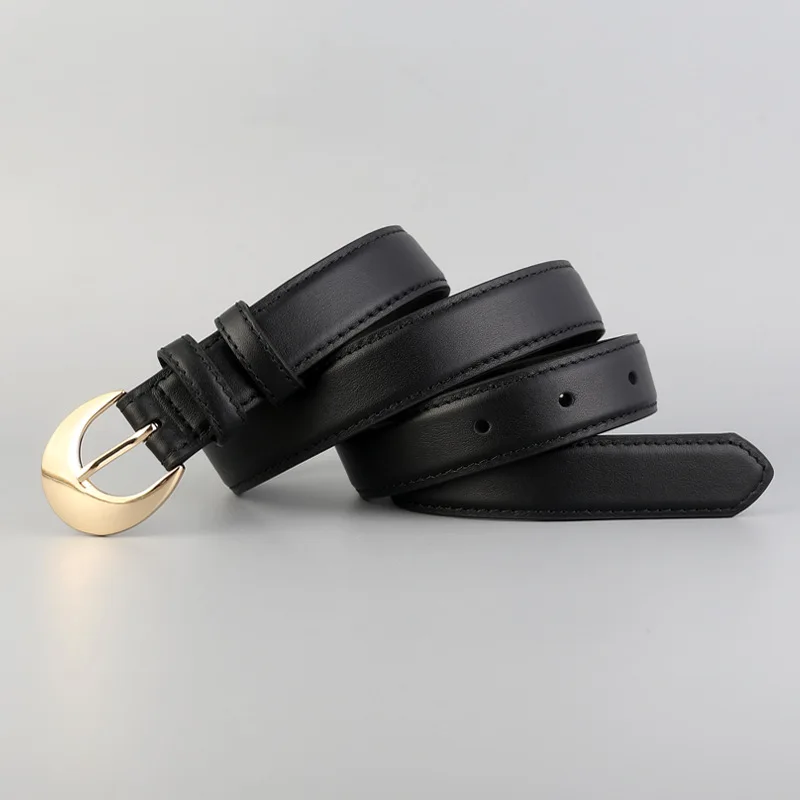 Spring women's belt with a unique designer feel, high-end genuine leather, top-grain cowhide, paired with jeans