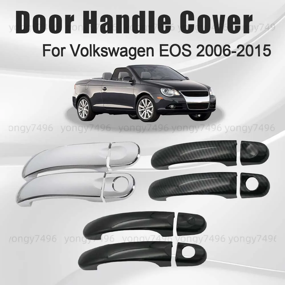 Car Upgrade Carbon Fiber Glossy Black Electroplating Door Handle Cover For Volkswagen EOS 2006-2015 Car Decoration Accessories