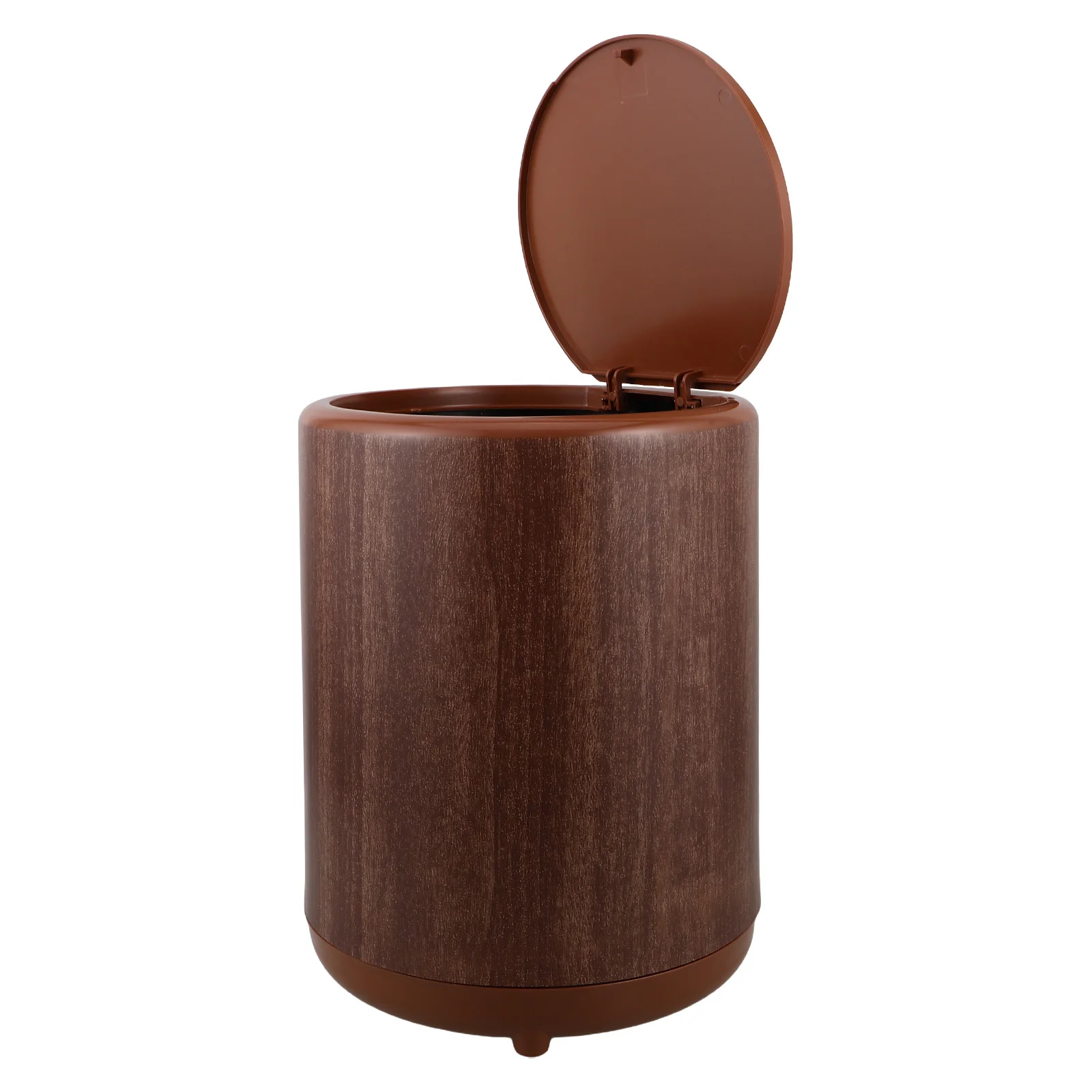 

12L Wood Grain Trash Can Press Lid Slim Design Bathroom Garbage Bin For Home Hotel Office Indoor Use Covered Waste Basket Floor