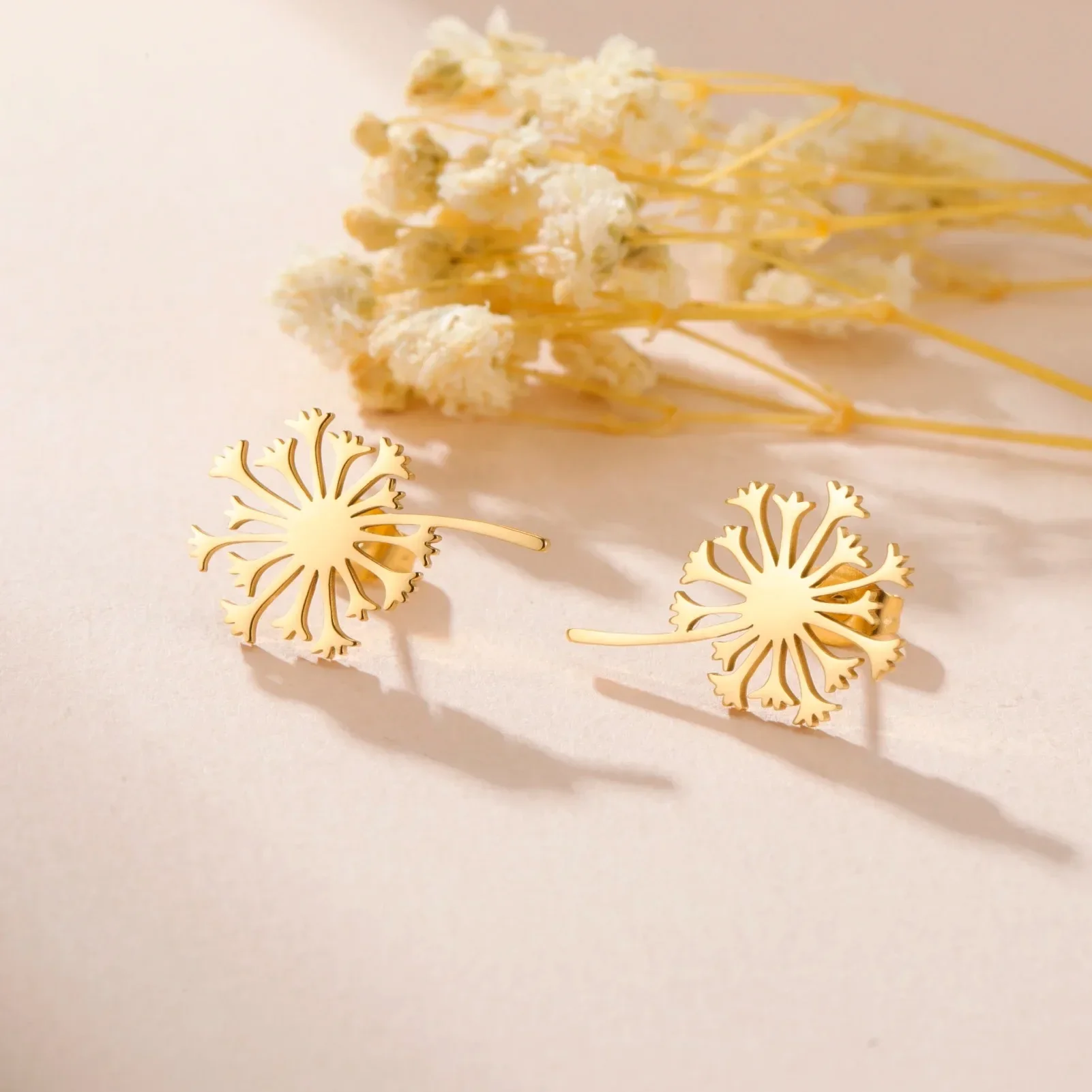 

Stainless Steel Dandelion Simple Exquisite Stud Earring for Women Girls Gold Color Small Ear Flower Style Fashion Jewelry Gift