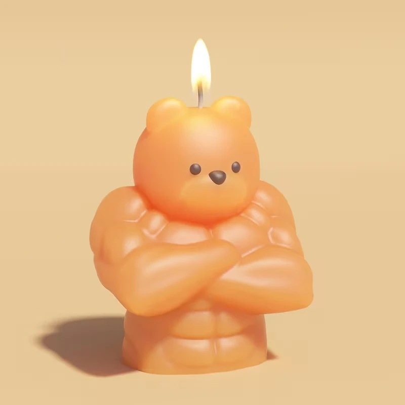 

1 шт. 3D мышечный медведь, свеча, силиконовая форма, сделай сам, сильные животные, ароматерапия, гипсовый орнамент, формы из смолы