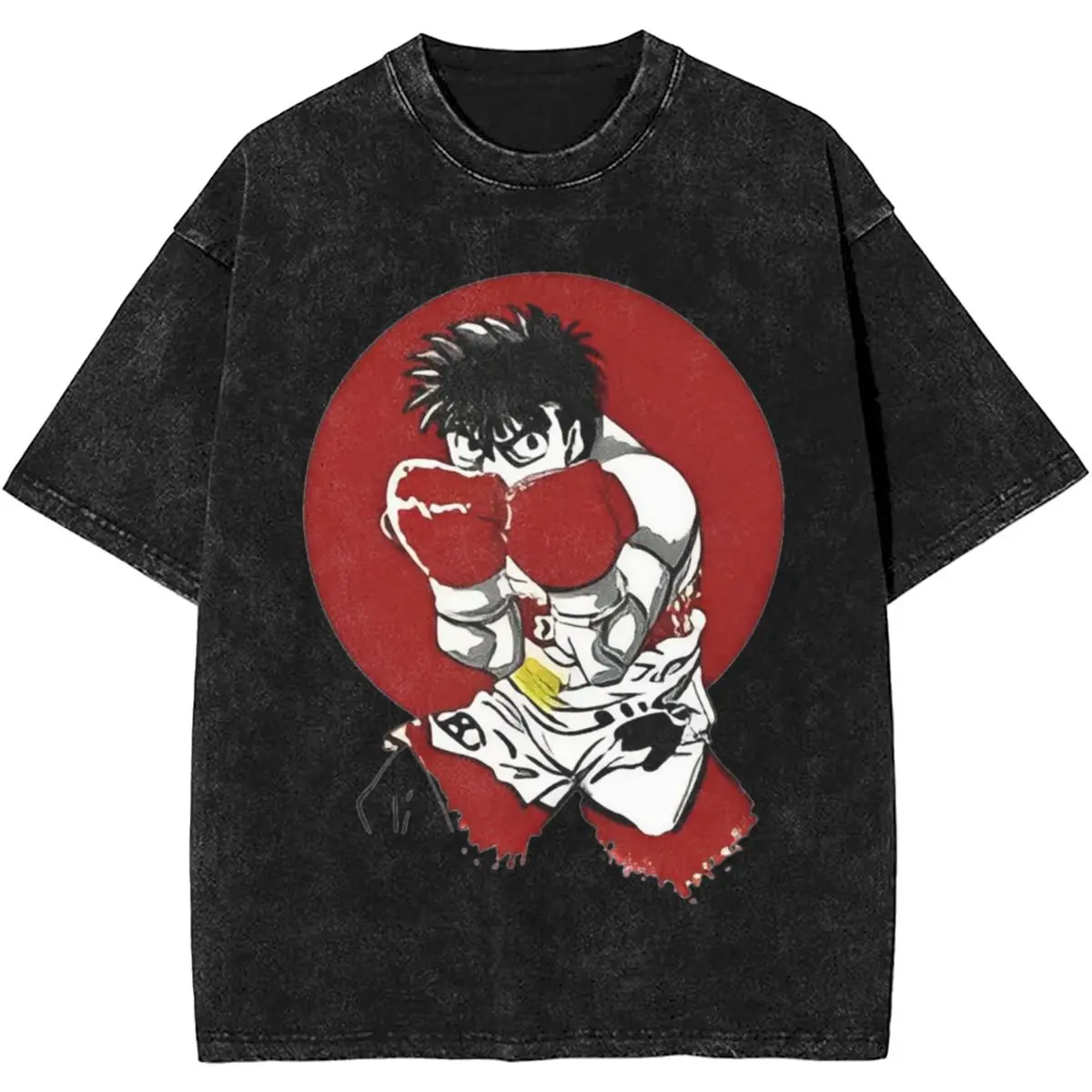 Hot Anime Funny Manga Washed T Shirt Mens Japanese Anime Streetwear Cotton T-Shirts Summer O Neck Tee Shirt Plus Size Clothes