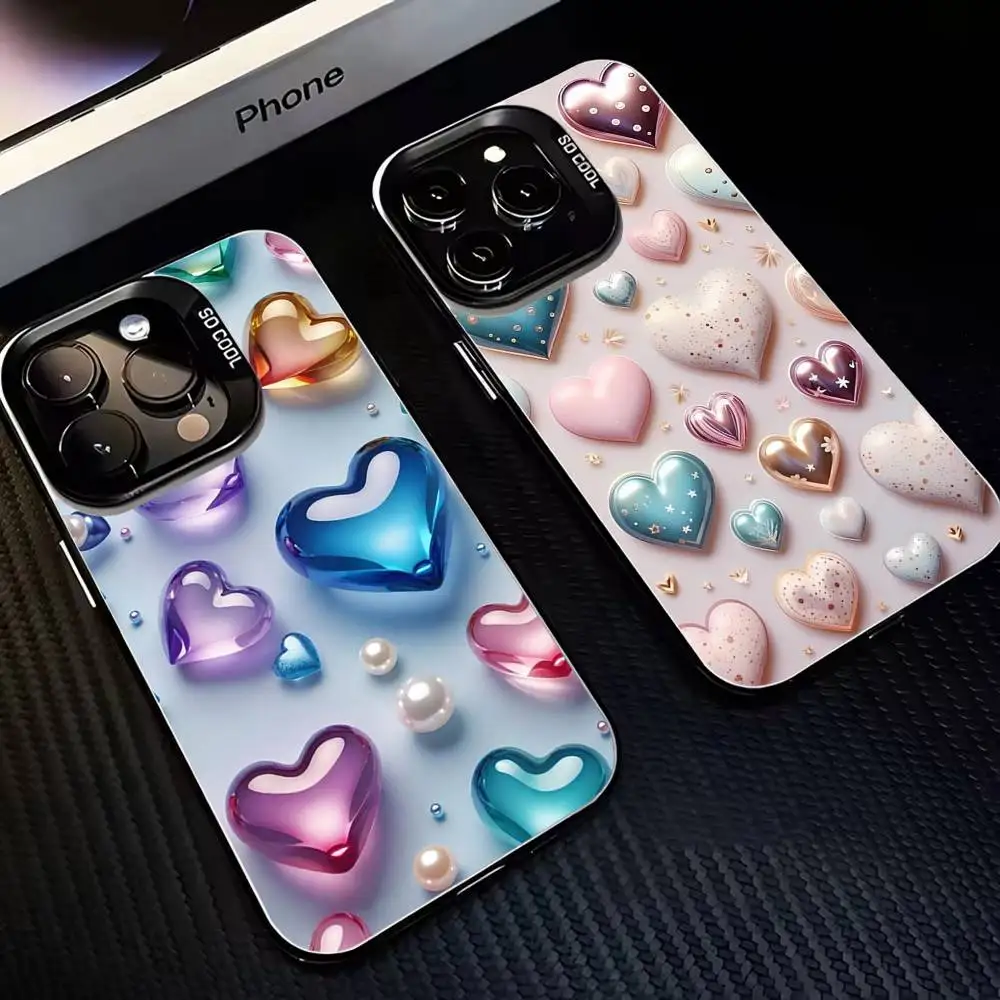 

Background wallpaper - Hearts Phone Case For iPhone17,16,15,14,13,12,11 Plus,Pro Max Black Matte Shockproof Cover