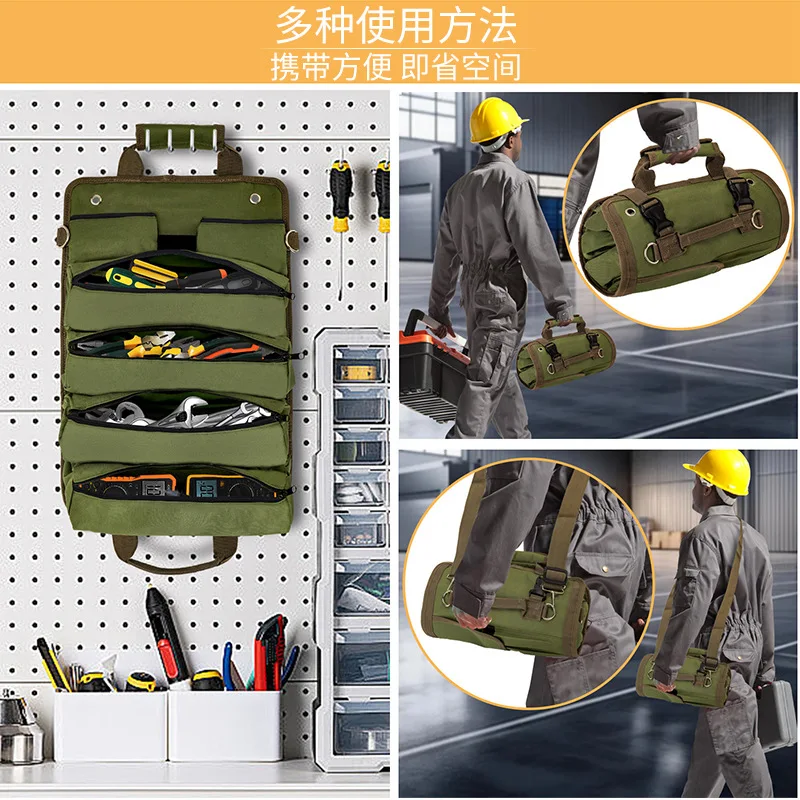 Oxford Cloth Hardware Tool Storage Roll Bag Portable Canvas Electrician Tool Bag Parts Accessories Organizer Carry Pouch