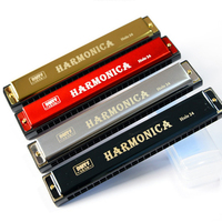 Harmonica 24 Hole C Key with Case, Mouth Organ Harp, Diatonic Harmonica for Beginner, Adult,  Professional, Friends, Gifts