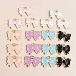 10pcs 16*13 Enamel Pink Bowknot Charms for Jewelry Making Handmade DIY Cute Girl Charms Pendants Necklaces Earrings Accessories