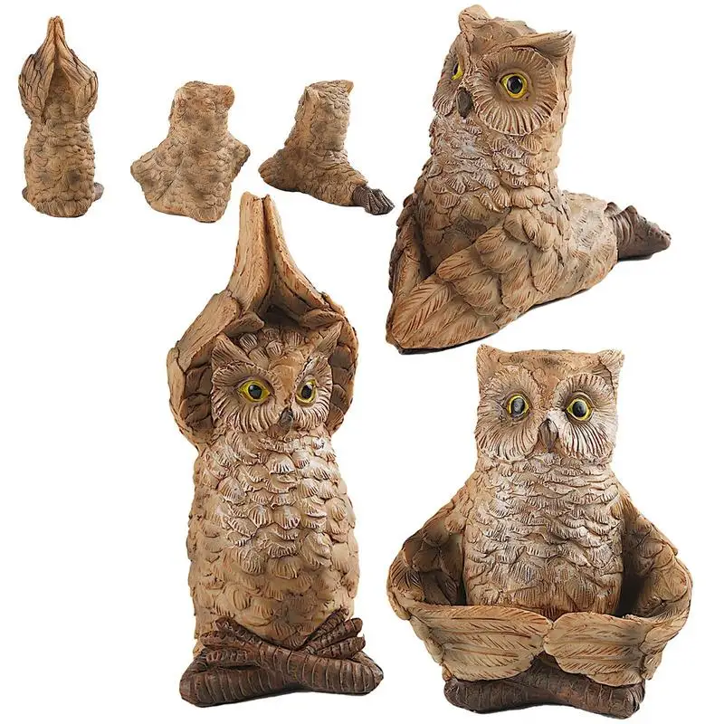 

3pcs Yoga Owl Figurines Resin Statue Buddha Figurine Buddha Zen Yoga Garden Statue Owl Sculpture for Home and Garden Yard Decor