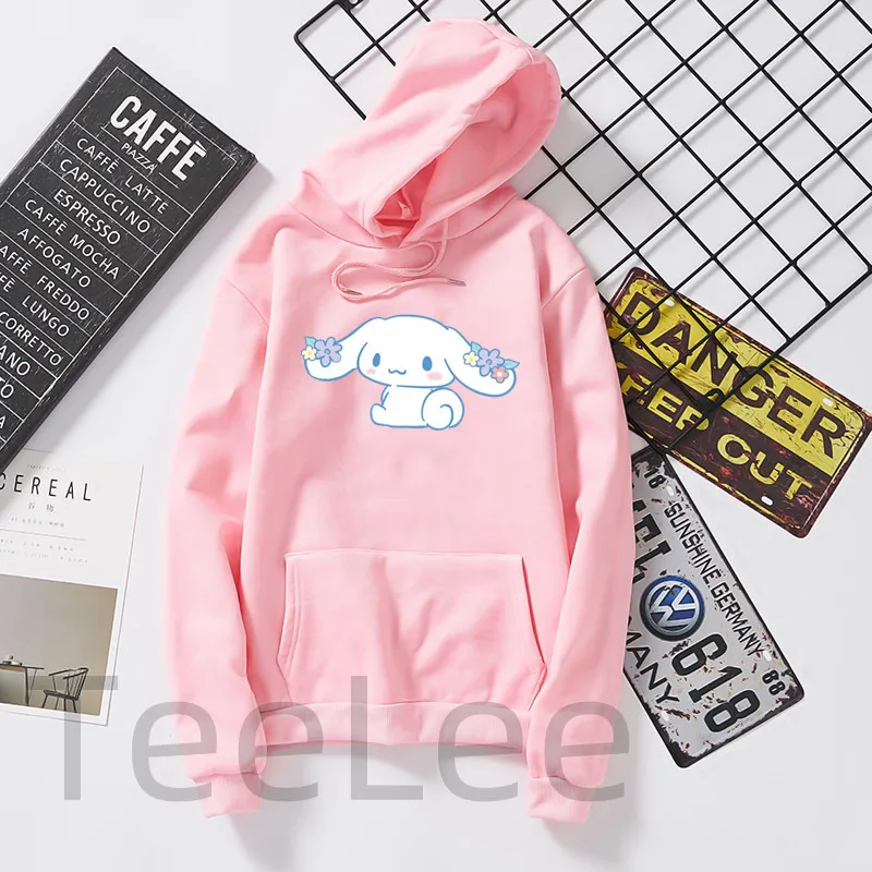 Anime Damen Hoodie Langarm Bedruckt Cinnamoroll Hoodies Winter Casual Sweatshirt Pullover Niedliche Übergroße Kleidung