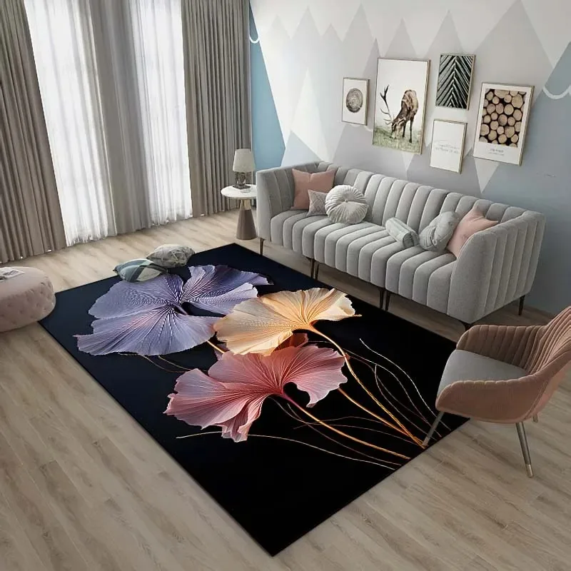 Flower Plant Art Pattern Bedroom Floor Mat Decoration Home Living Room Floor Mat