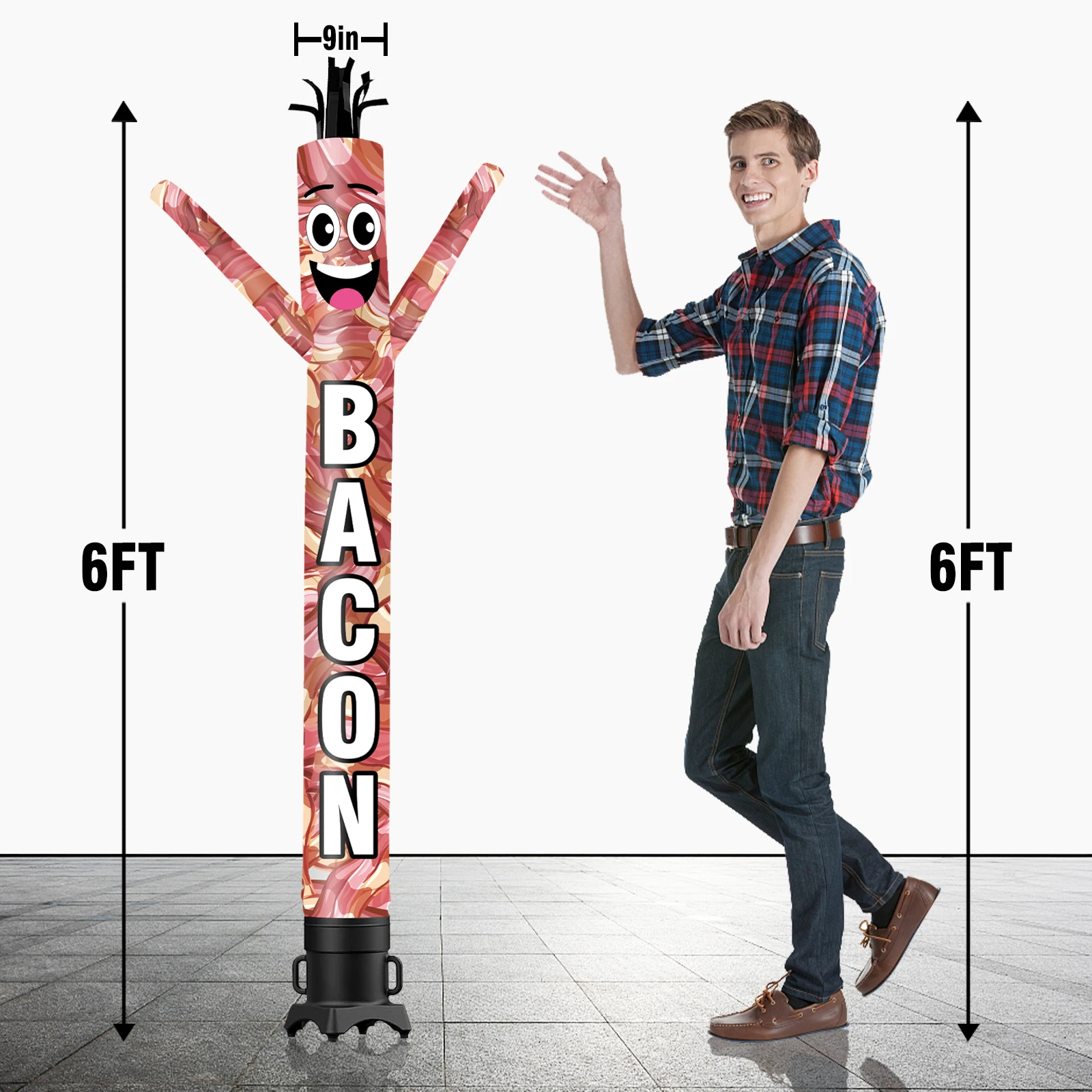 6/10/15/20FT Tall Inflatable Baconic Dancing Guy for Outdoor Decoration Advertising(Blower Not Included)