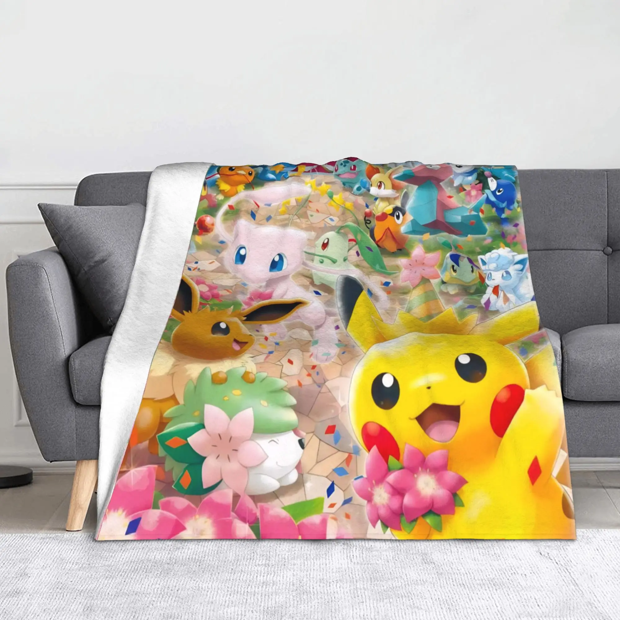 

Одеяла с героями мультфильмов «Покемон», милые фланелевые новые теплые одеяла с цветами для украшения домашнего ресторана
