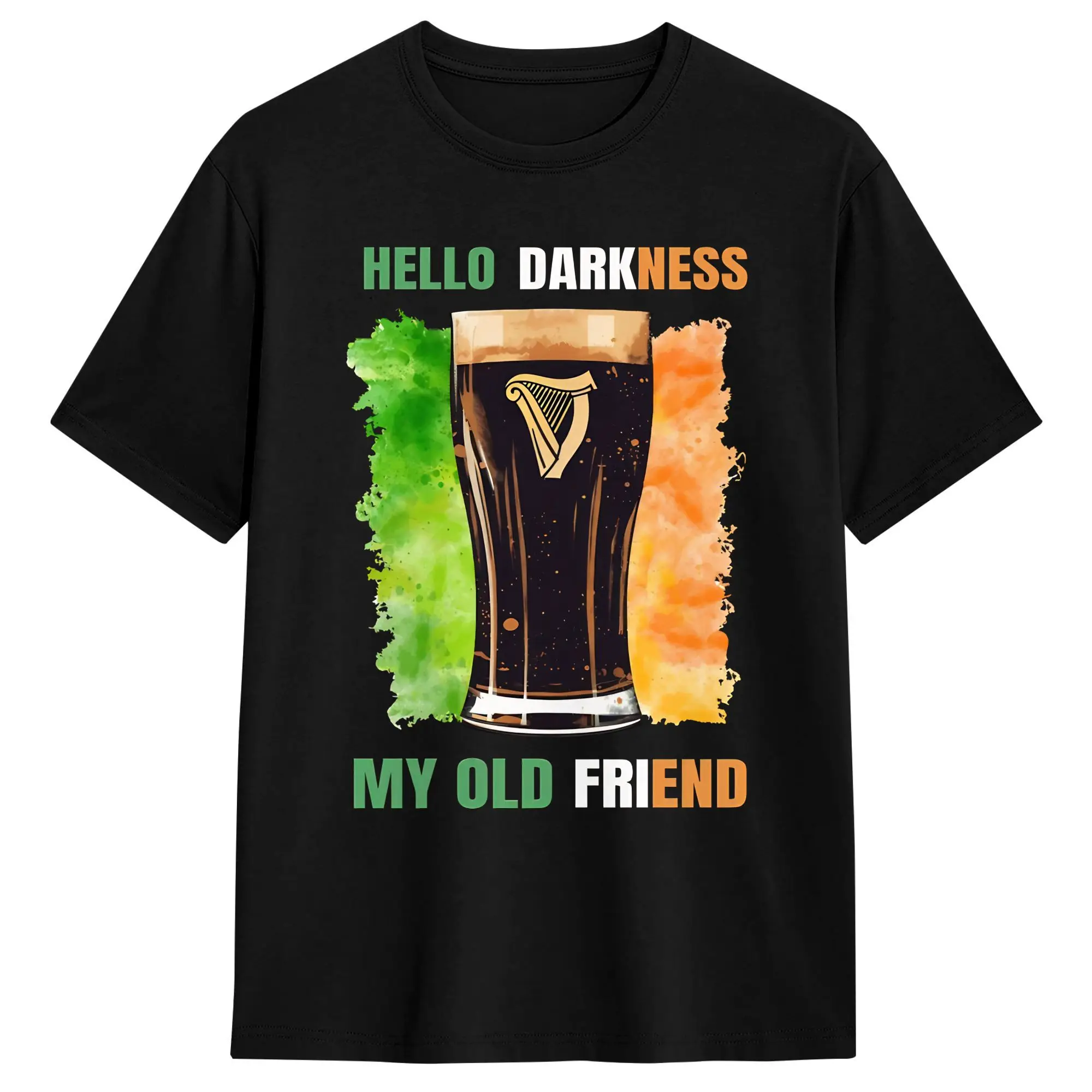 Hello Darkness My Old Friend Irish Stout T Shirt Summer Cotton T Shirts Men Hip Hop Casual Tee Shirt Short-Sleeve Retro Top Tees