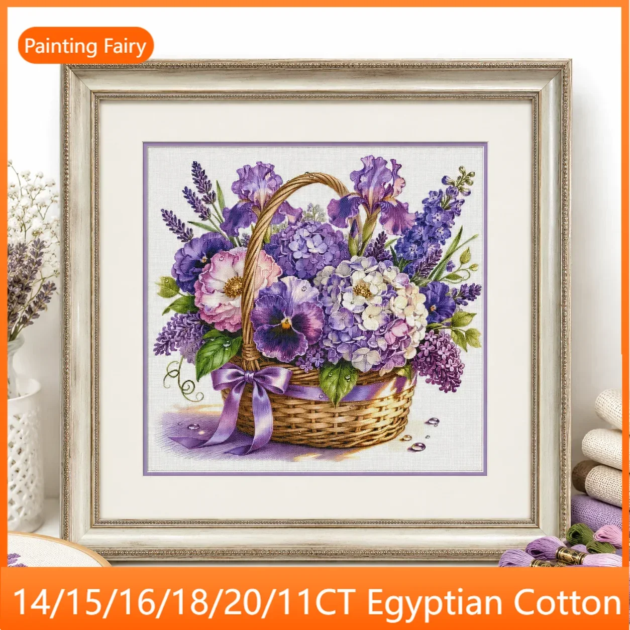 [ZZ8641-Purple Dream] DIY Printed Cross Stitch Embroidery Kit 11CT 14CT 16CT 18CT, Needlework Supplies, Cotton Threads