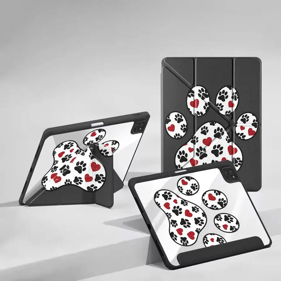 Heart Paw Print Holder Cover Tablet Case For iPad Air 4 5 M3 M2 M4 11inch Pro 11 10 9 8 7 th 12.9inch Pro 2025 Mini 6 7
