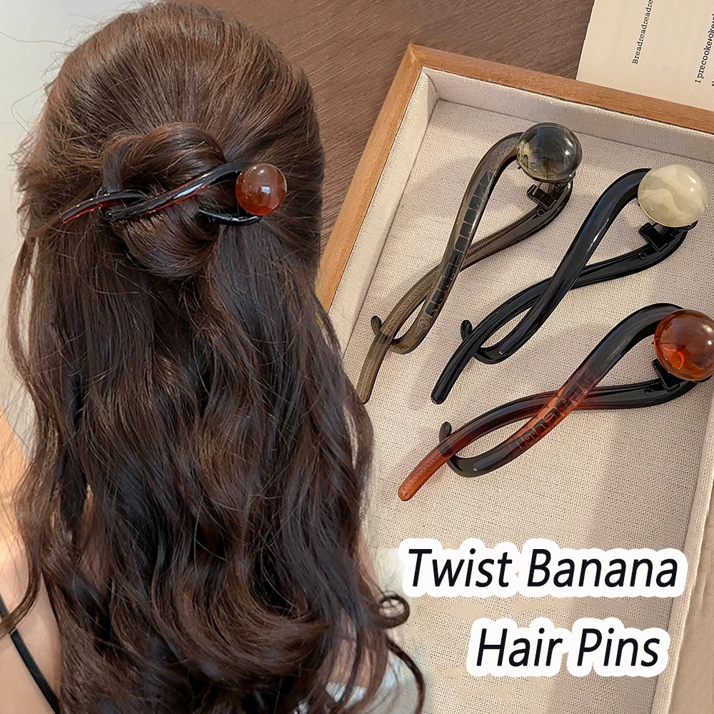 

Elegant Pearl Charms Banana Clip Non-Slip Ponytail Holder Twist Barrettes Women Girls Simple Hairpins For Bun All Occasions