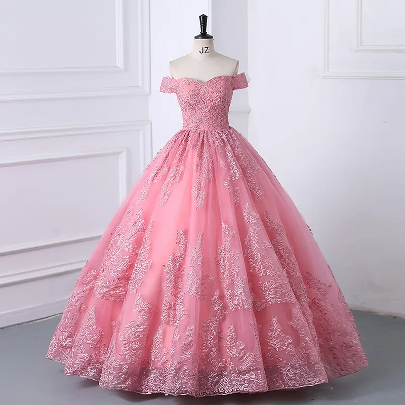 2024 Spitze Quince anera Kleider elegant aus der Schulter Ballkleid Party Abschluss ball Prinzessin Vestidos de Quinseanera