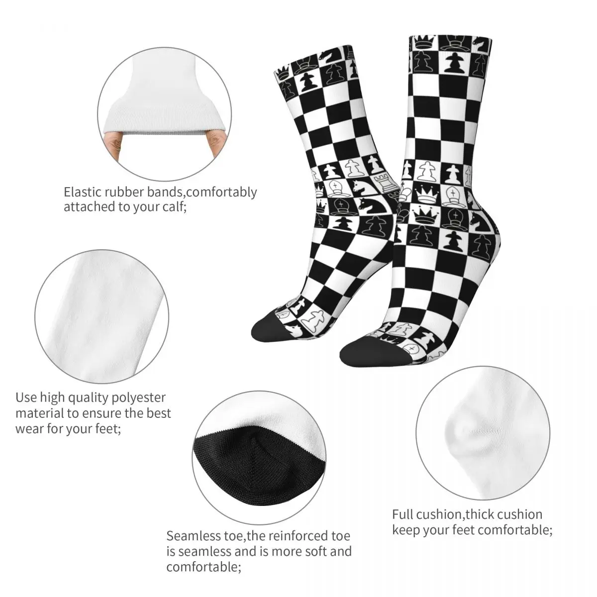 Chess Board Design Socks Stuff for Female Male Compression Dress Socks