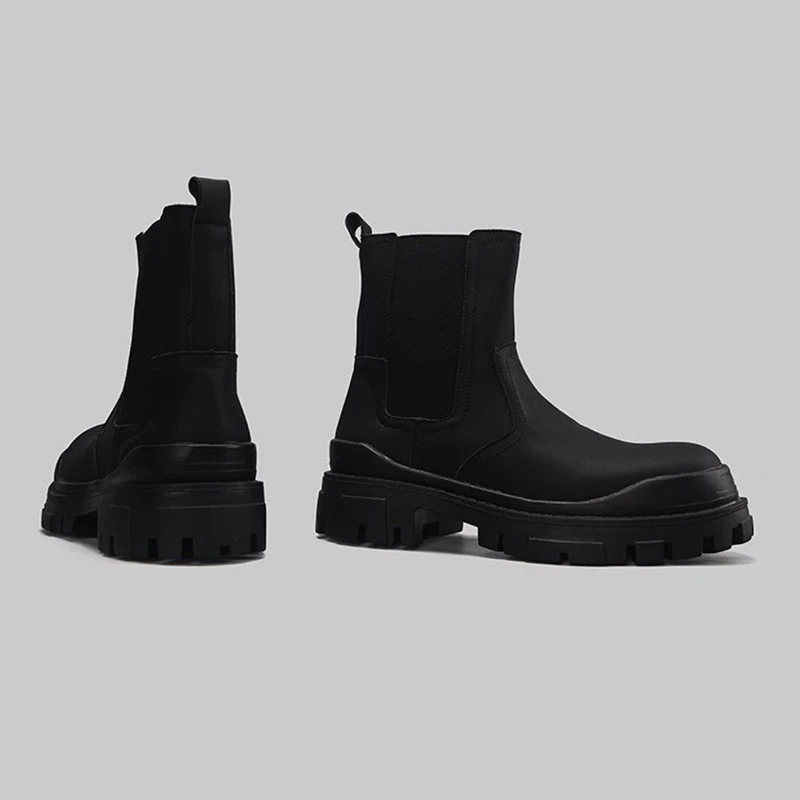 England style mens fashion chelsea boots slip-on platform shoes cowboy natural leather boot party prom designer high botas mans