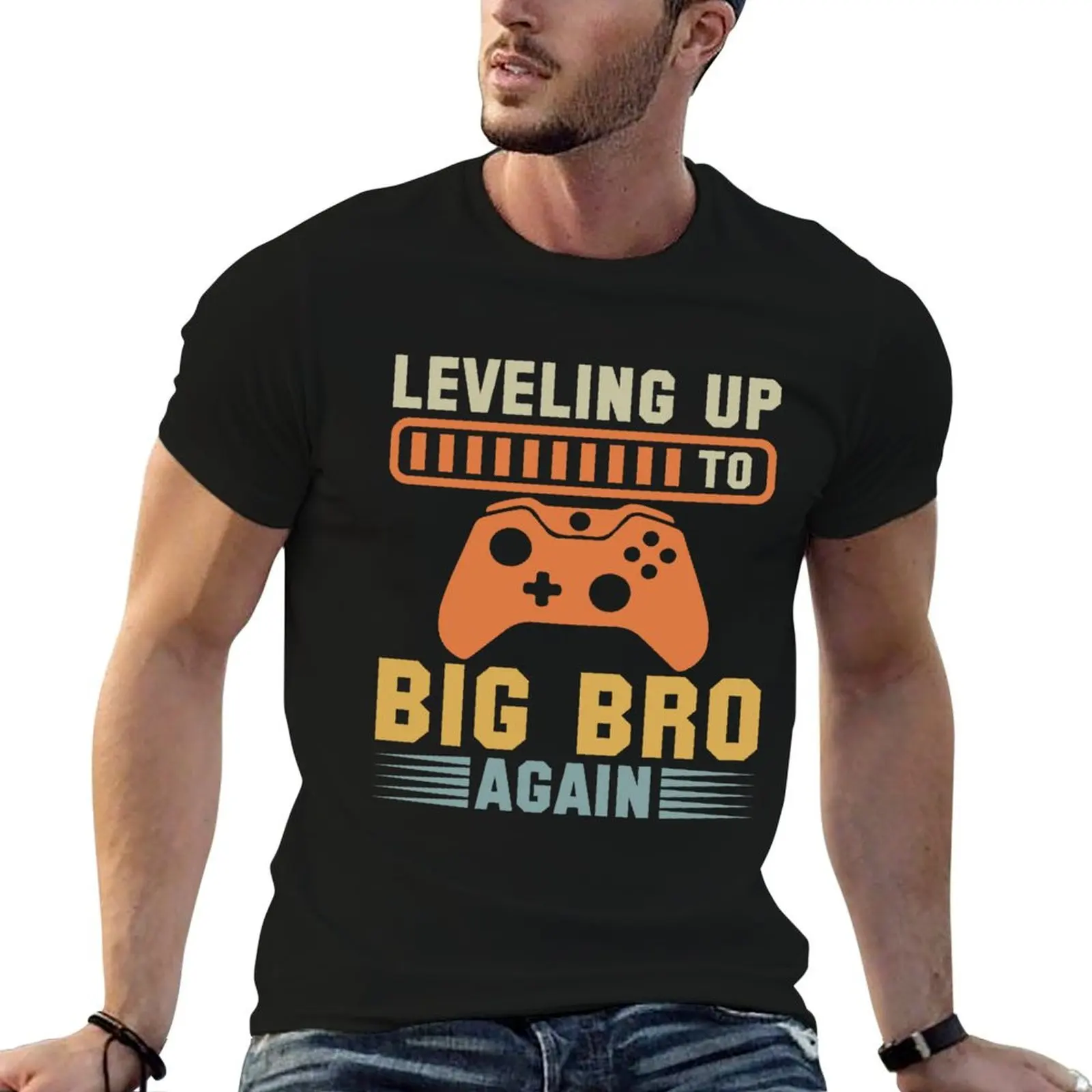 Vintage Leveling Up To Big Bro Again Kids Big Brother Again T-Shirt graphic tee shirt plus size tops Men's cotton t-shirt