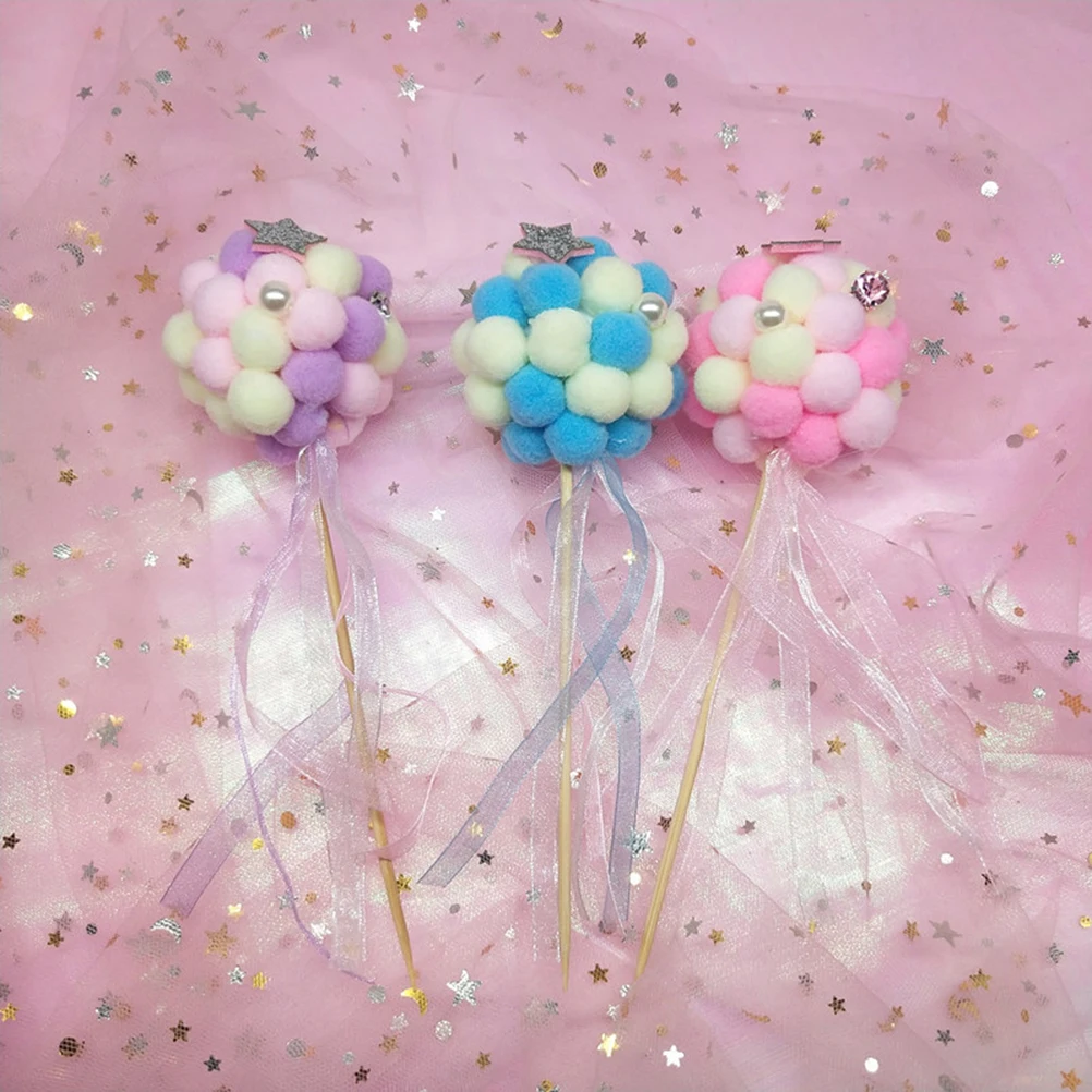 

Fuzzy Cake Toppers Creative Muffin Food Fruit Picks Cupcake Decoration for Wedding Birthday Party (Pink)