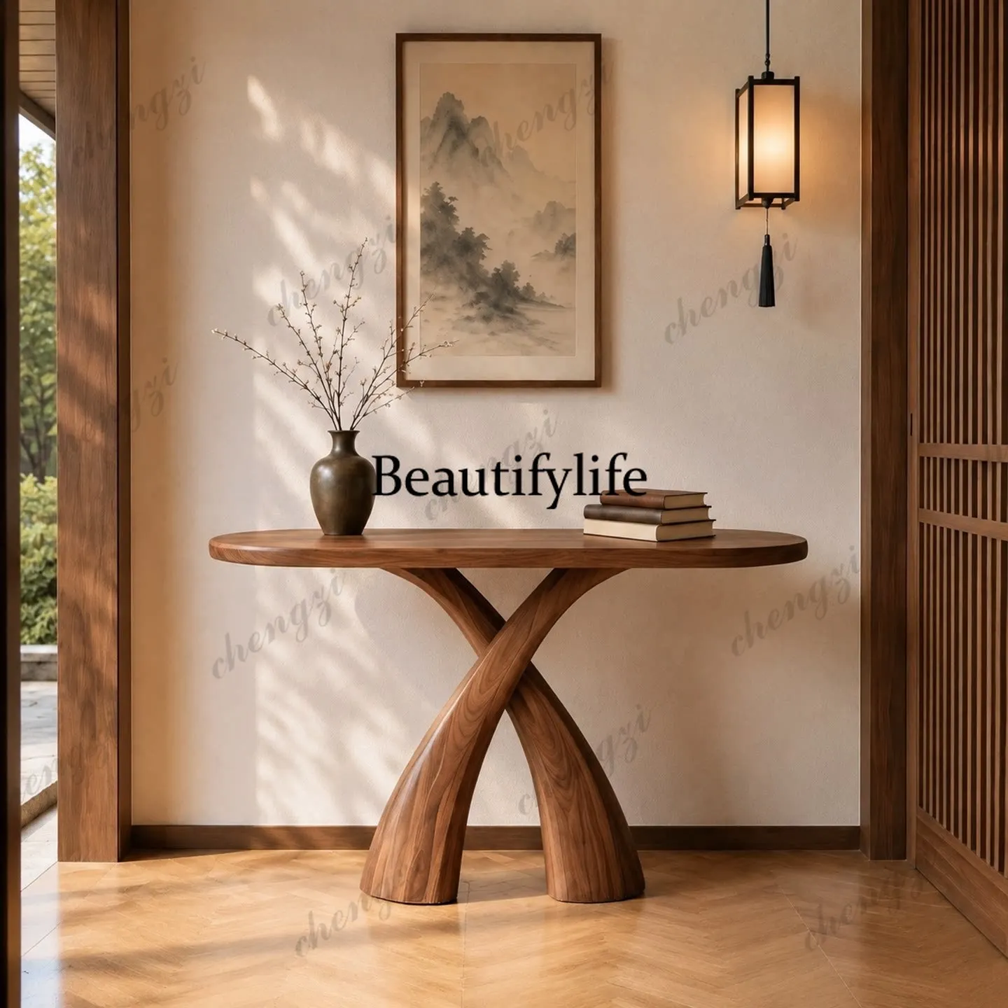Middle-ancient Song-style aesthetics Solid wood entrance table Homestay wall narrow table Old pine