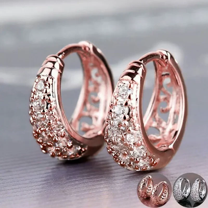 New High End Design Sense Earrings with Female Hollow Out Inlaid Zircon  Wedding Engagement Party Luxury Fashion Jewelry