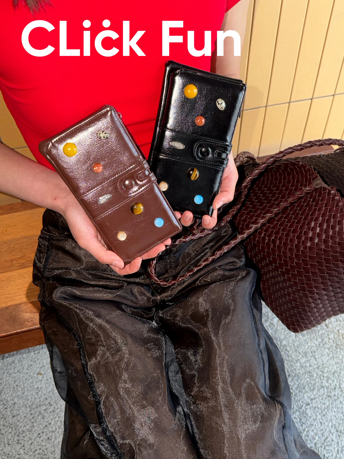 ロングクリスタル装飾レザーウォレット女性用旅行用マルチスロット軽量高級折りたたみ式ユーススプリングpu縦型