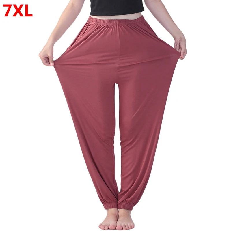 Plus size dancing high waist elastic long plus size yoga track pants casual pants female home pajama pants 7xl 6xl 5xl