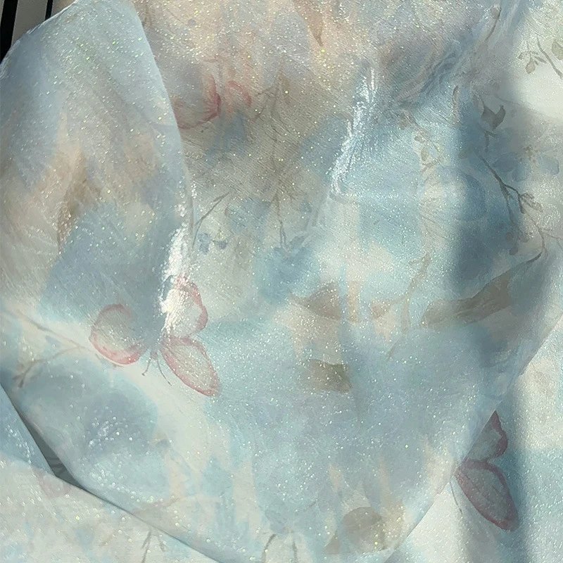 1m Chinese Style Floral Jacquard Printed Fabric Digital Print Cloth for Cheongsam Hanfu Dress Garment DIY Sewing Wide 1.45m