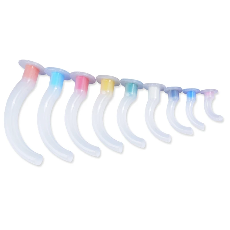 Pack of 9, White Color Disposable Oral Airway Gas Tube First Aid Guide for Patients Air Shape Coded Guedel Airway Tube