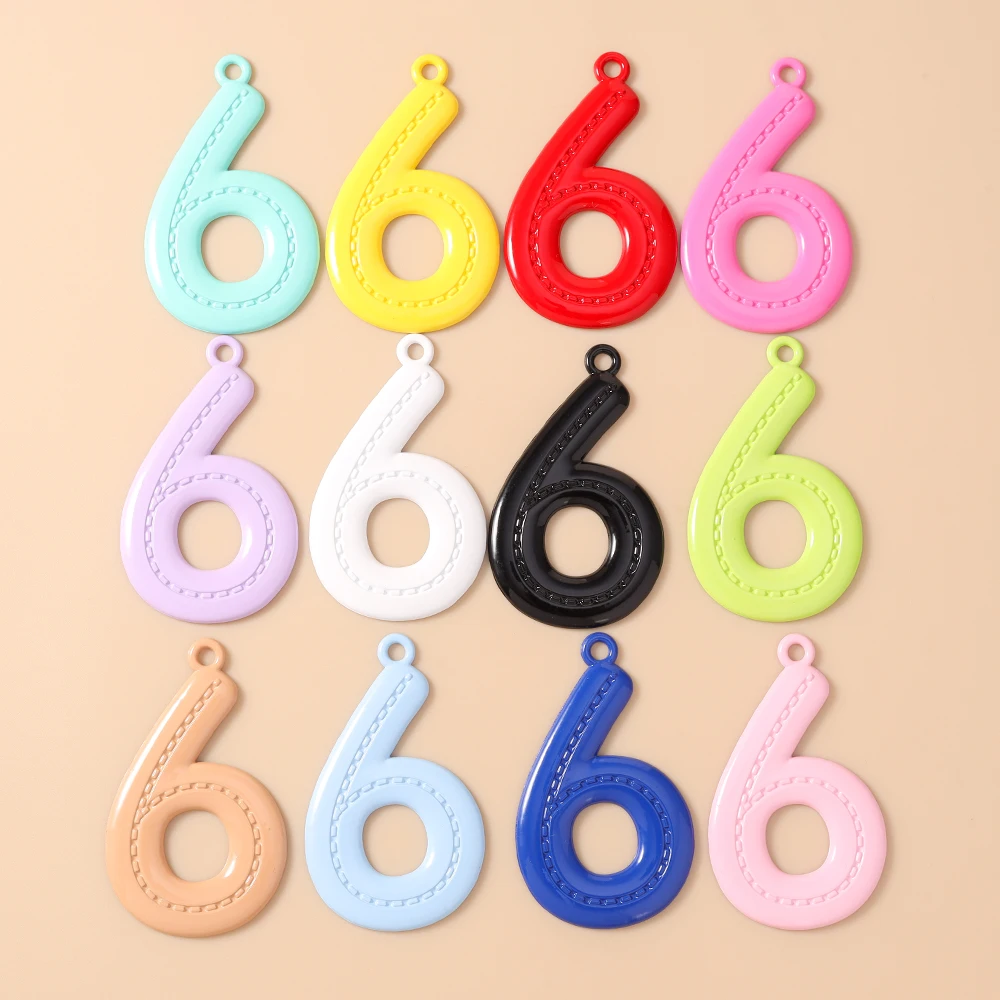 Leslie 5 Stück 51 mm niedliche 0-9 Zahlenanhänger für Schmuckherstellung, DIY Ohrringe, Anhänger, Halsketten, Armbänder, Bastelbedarf – Detail 8