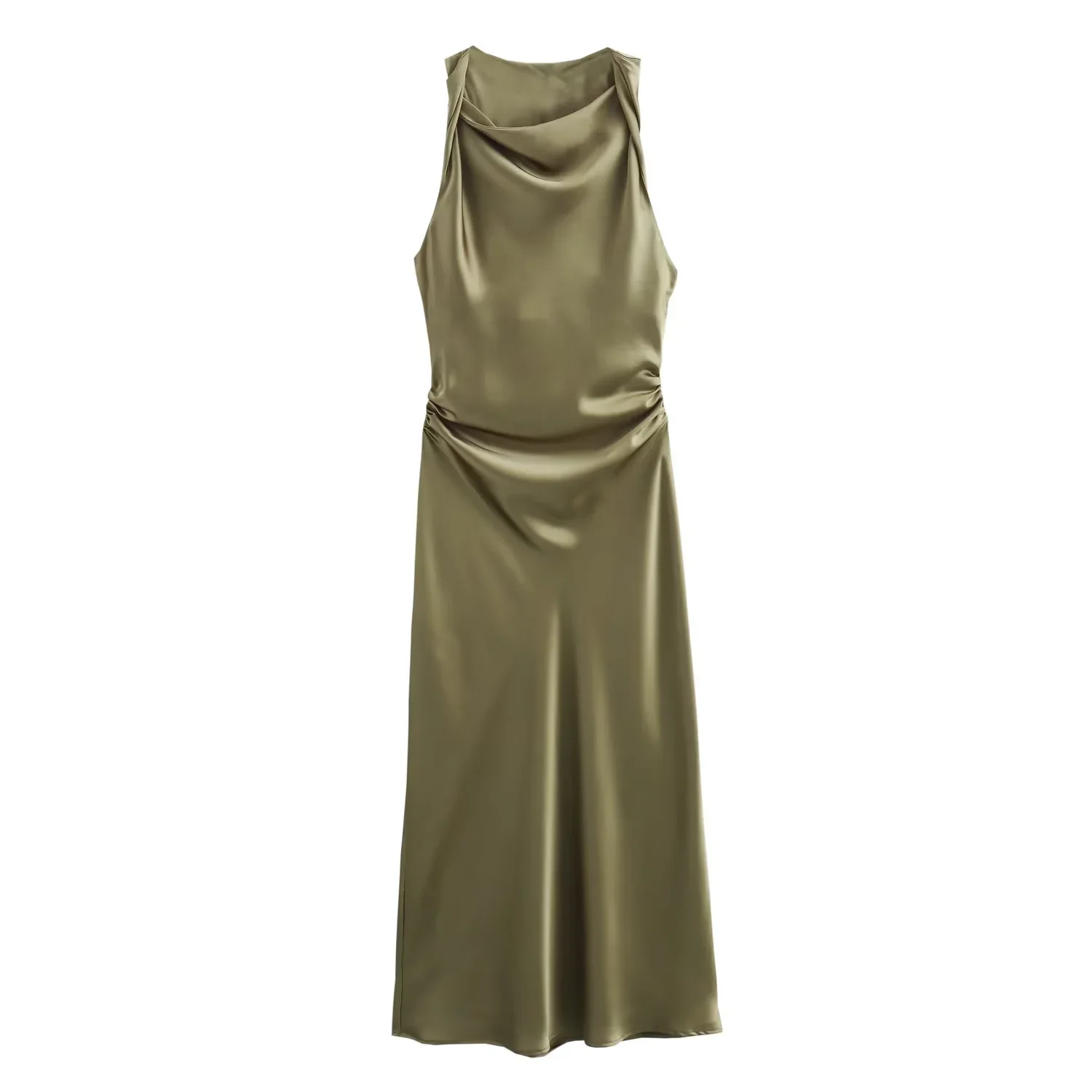 Zomerjurken van satijn voor dames 2026, slip midi jurk, sexy avondjurk, mouwloos, elegante jurken voor vrouwen