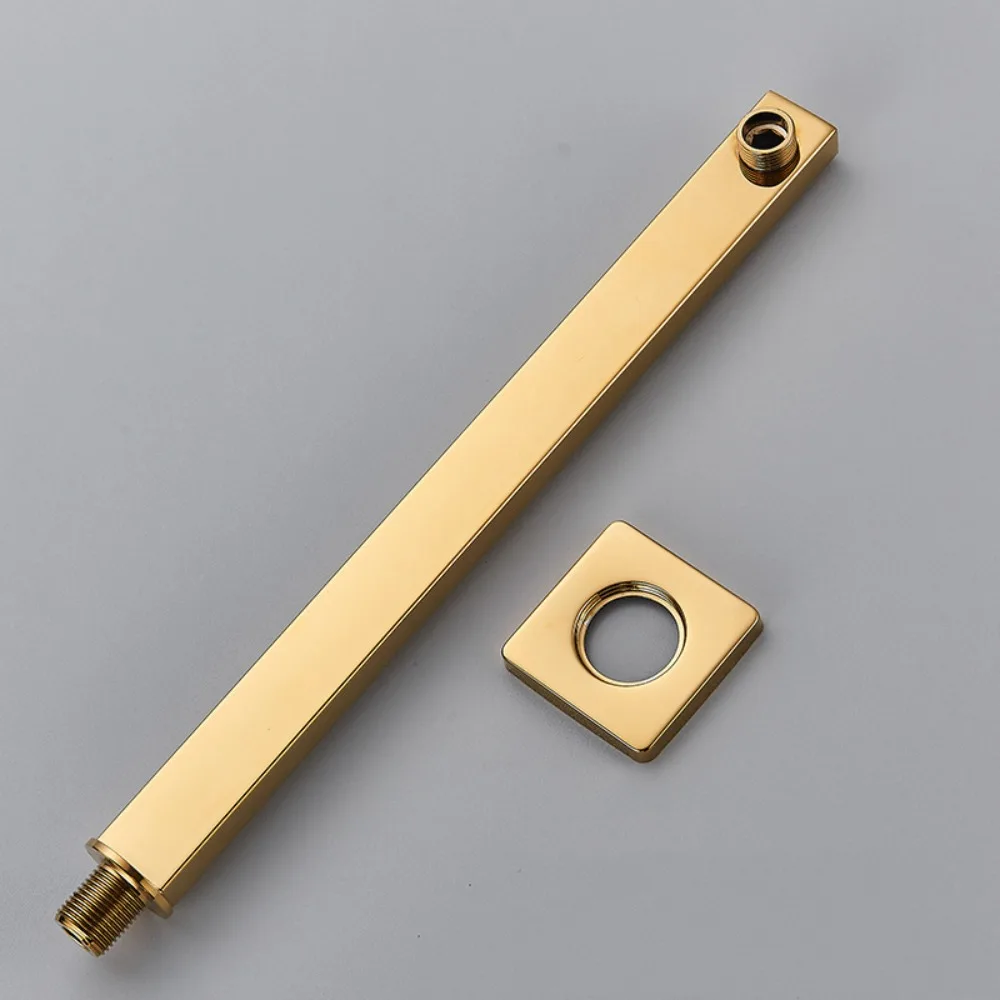 

Wall Mounted Fixed Shower Arm 40cm G1/2 Rain Shower Head Extension Stainless Steel Bath Sprayer Head Adapter Bathroom Hardware