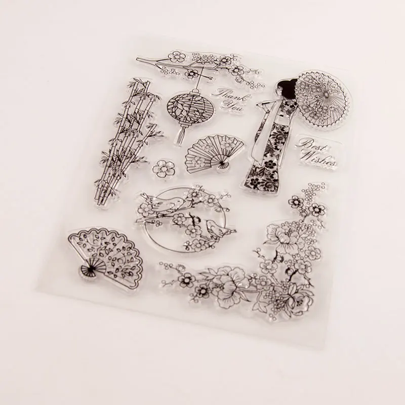 Cherry Blossom Japanese Style Transparents Stamps Scrapbook Paper Transparent Clear Handmade Decoration Gifts Rubber Stamp DIY