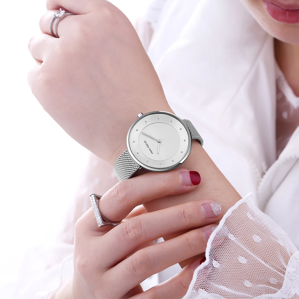 MINI FOCUS MF0179L Luxury Ladies Watch Simple Dial Design Mesh Stainless Steel Band Waterproof Women Quartz Watches