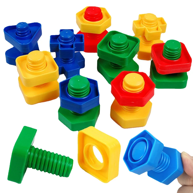 

5-10PCS/Pack Various Shapes Matching Screw Random Mix Color Plastic Nuts And Bolts Skills Development Interactive Game Props ZYF