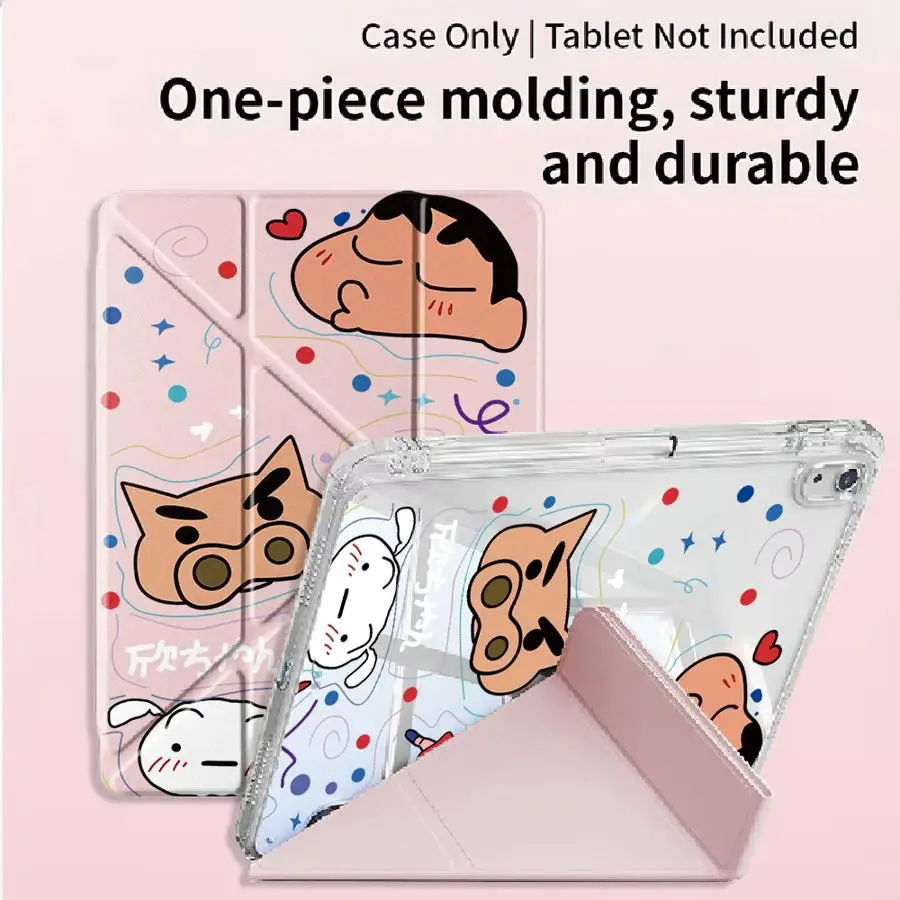 Cartoon C-Crayon S-ShinChan Y-Fold Holder Cover Tablet Case For iPad Air 4 5 M3 M2 1 2 M4 11inch Pro 11th 10th 9th 8th 7th