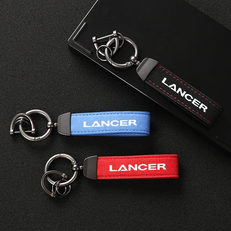 Suede Metal Buckle Car Keychain Business Gift with Logo keyring For Mitsubishi Lancer Car Styling Accessories