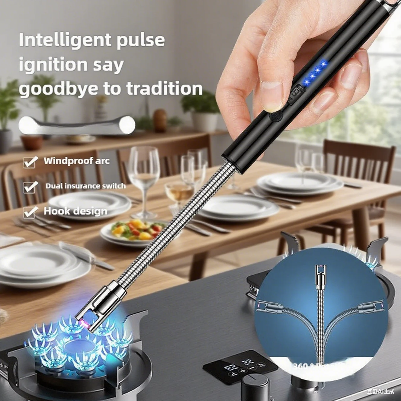 

Metal Extended Igniter Candle Gas Stove Pulse Charging Ignition Gun Outdoor Barbecue Electronic Men's Lighter Smoke Accessories