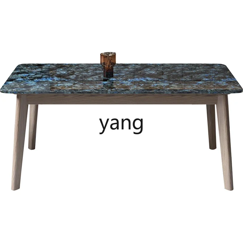 

Lmm light luxury marble solid wood dining table and chair combination small apartment eating rectangular table