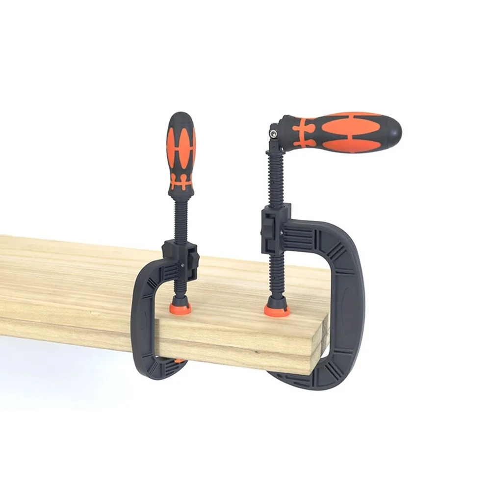NYLON C CLAMP 3 INCH 80MM OPENING QUICK CLAMPING FOR WOODWORKING WITH PA6 PLUS GLASS FIBER BODY AND RUBBER CLAMPING FEET