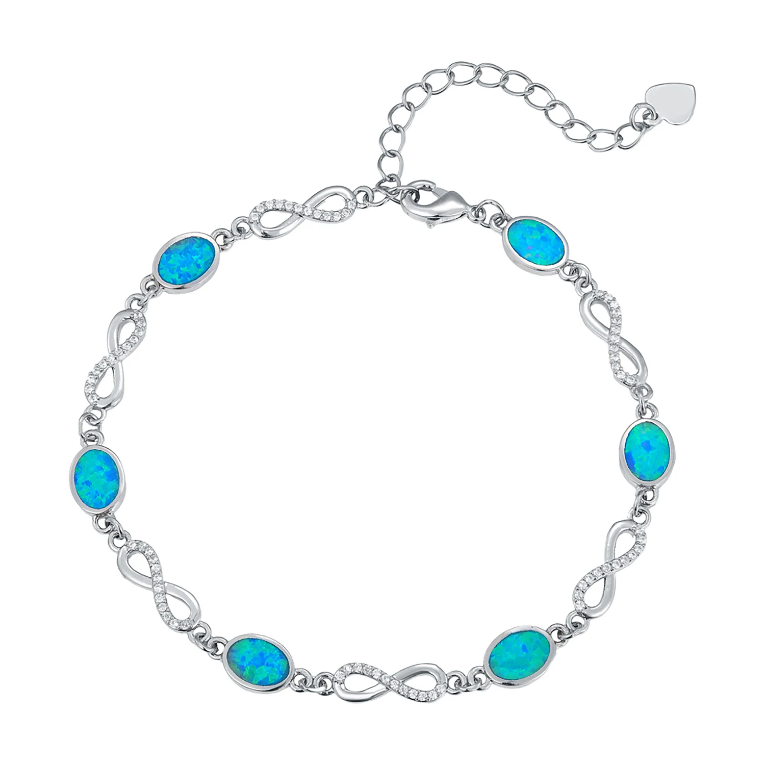 Eternal Love Infinity Opal Bracelet,Blue Opal & Zircons Charms Jewelry,Perfect Anniversary Valentine Wedding Gift for Grilfriend