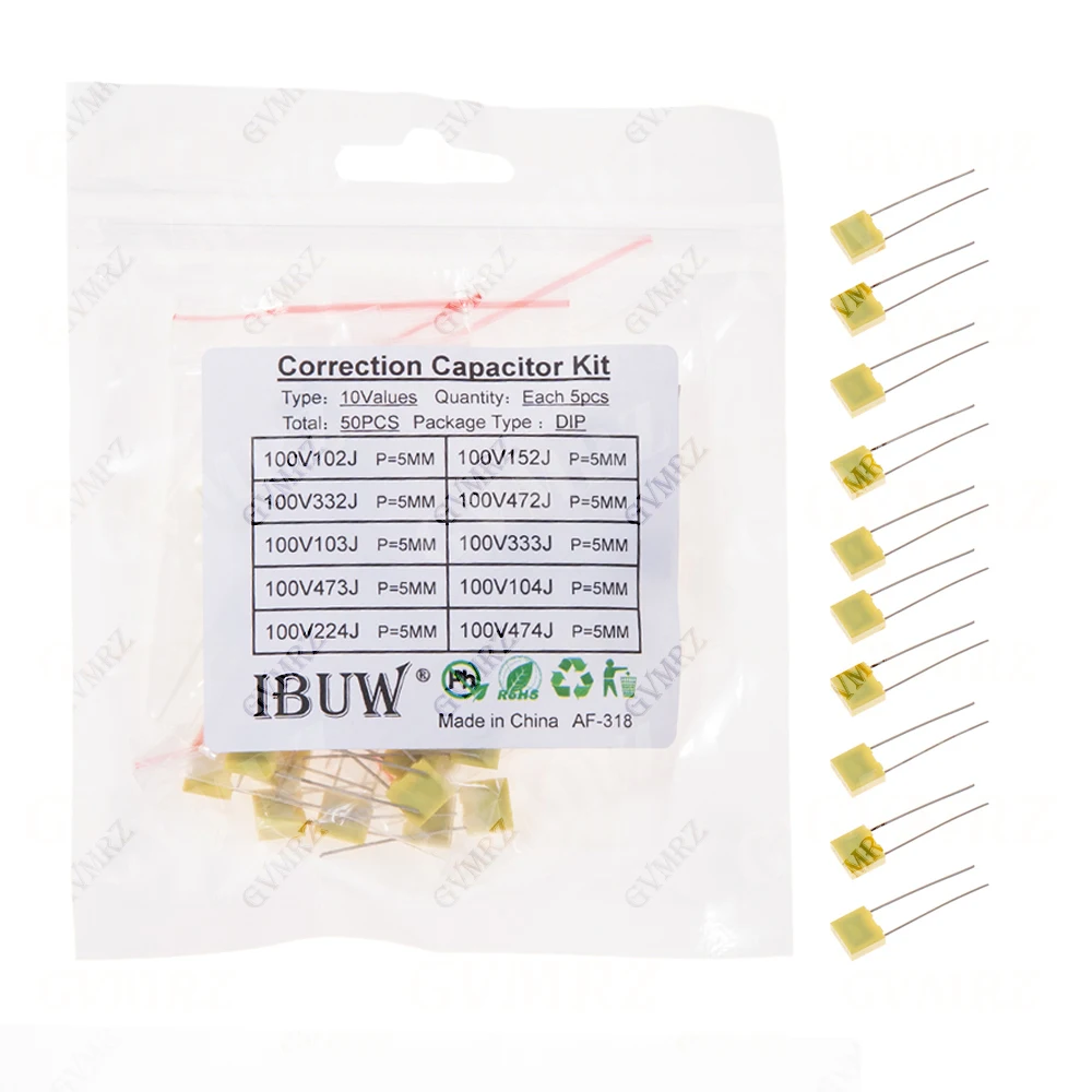47nf 22nf 1nf Polypropylene Safety Plastic Film kit 100nf 220nf 10nf 0.47uf 0.1uf 330nf Correction capacitor
