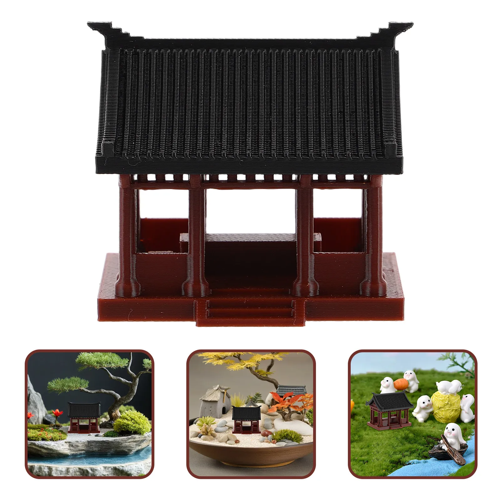 Bonsai Garden Set Up - Tiny Asian Pavilion Statue for Zen