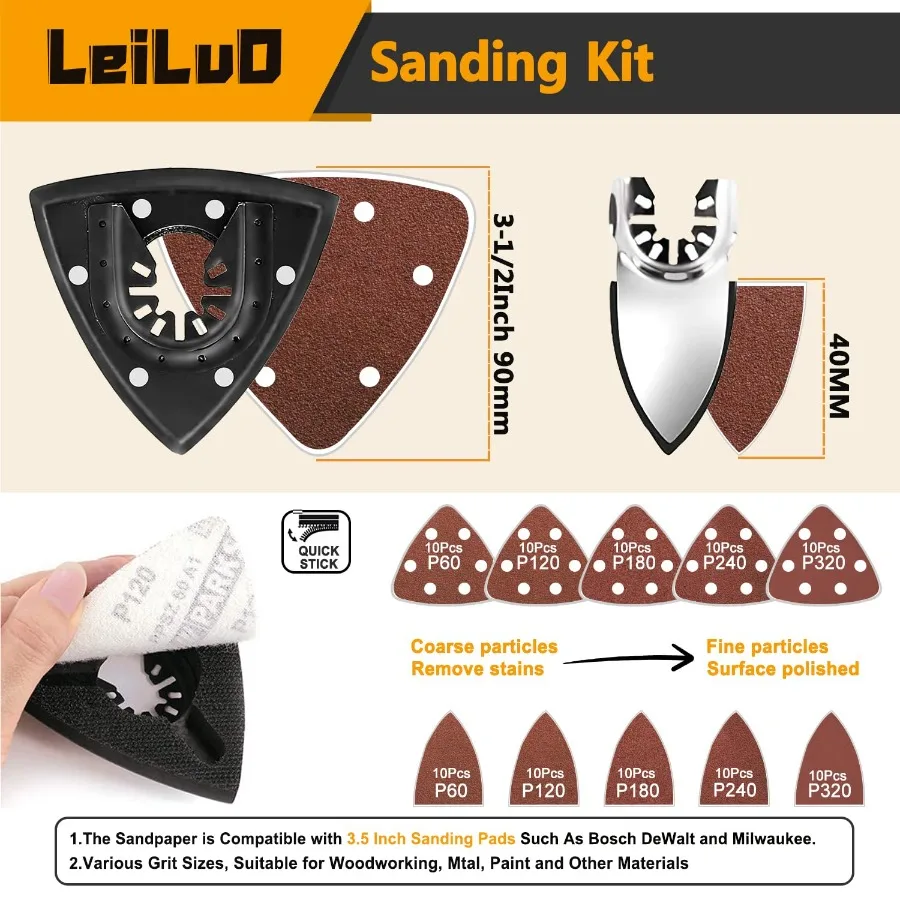 134 Pcs Multitool Blade Kits for Oscillating Tool with Storage Bag: HighPerformance Cutting Sanding and Scraping Accessories Co