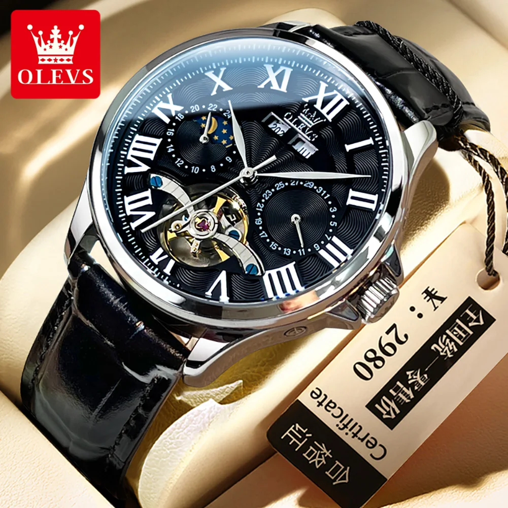 OLEVS 7013 Watch Man Luxury Original Automatic Mechanical Business Watch﻿ Waterproof Luminous Week Date Watches For Man