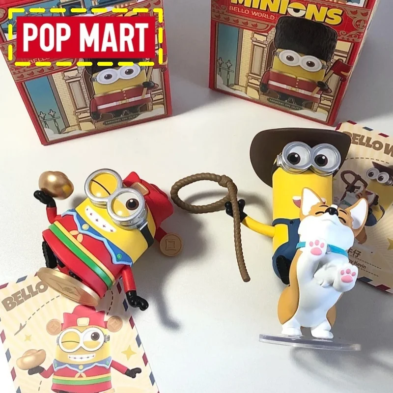 

Genuine Pop Mart Minions Bello World Series Blind Box Cute Anime Action Figure Desktop Ornament Gift For Fans
