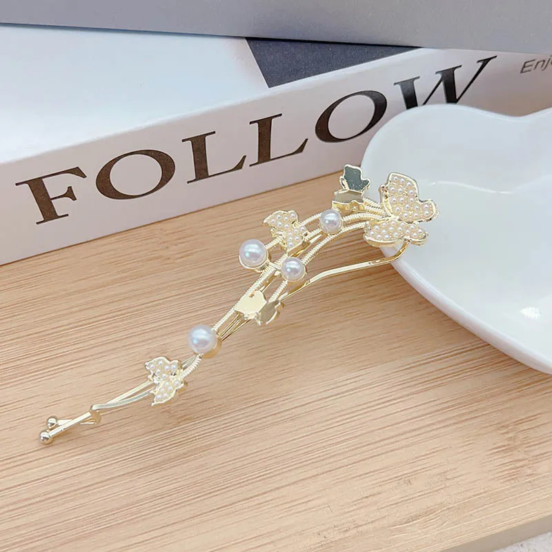 

Новая модная заколка для волос со звездой-бабочкой, женская прямая заколка с водным бриллиантом и жемчугом, боковая заколка, аксессуар для волос и заколка для волос